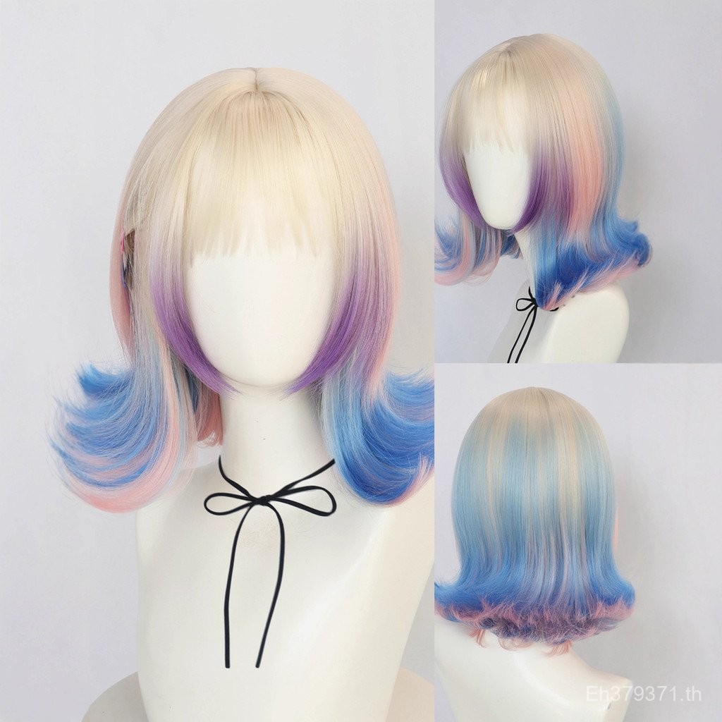 Shin Yini Claire Wednesday Wig วิกผมสีสันสดใสแบบWolf Cut สไตล์เยอรมัน สำหรับละครอเมริกัน 9JM6