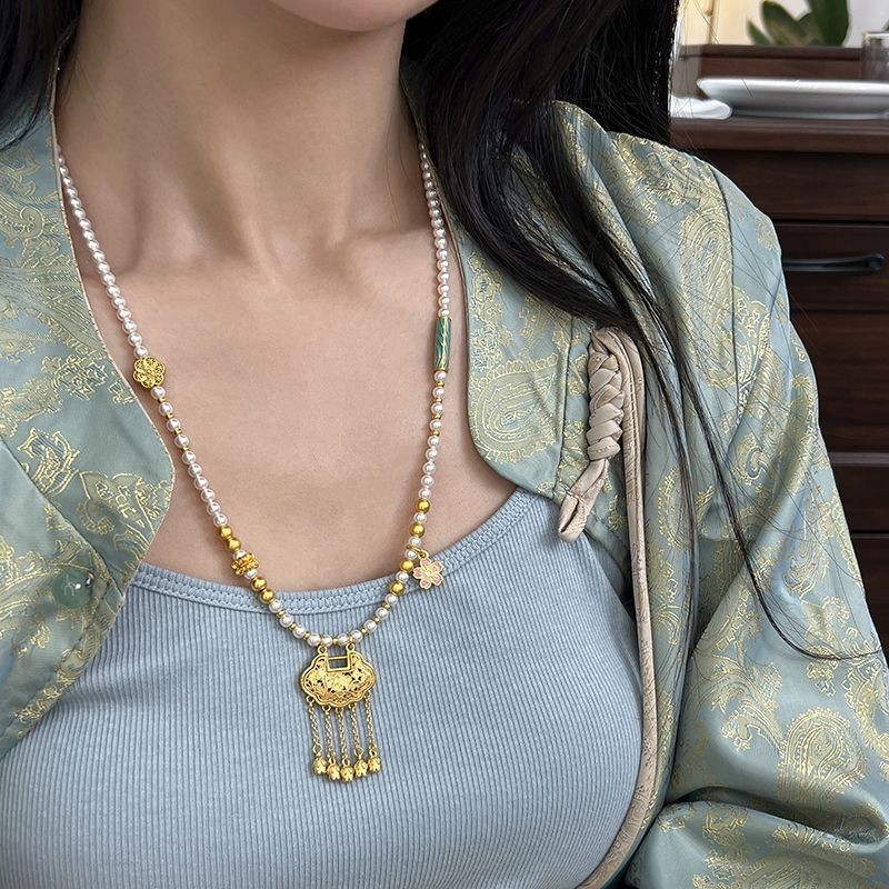 [Buddhi Pavilion Consecated Direct Store] Original Design ใหม่สไตล์จีนปลอดภัย Ruyi Lock Shijia Pearl