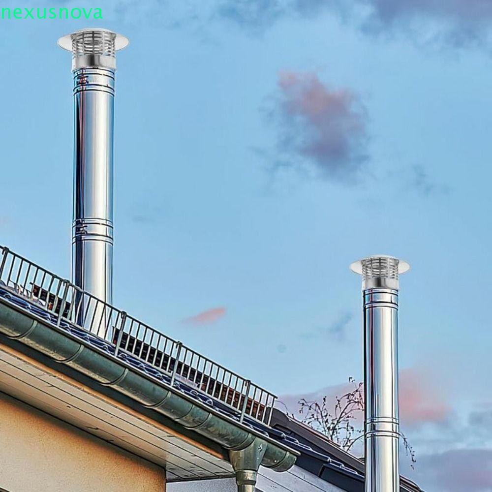 NEXUSNOVA หมวกปล่องไฟเตาผิง, Weatherproof Stainles Steel Smoke Exhaust Pipe Rain Cap, 75-200mm ร่มรู