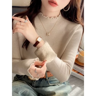 ซับขนแกะหนา เสื้อกันหนาวผู้หญิง สไตล์ใหม่ ออบอุ่มด้วยขอบที่น่ารัก พร้อมให้คุณสวมใส่ในวันอากาศเย็น