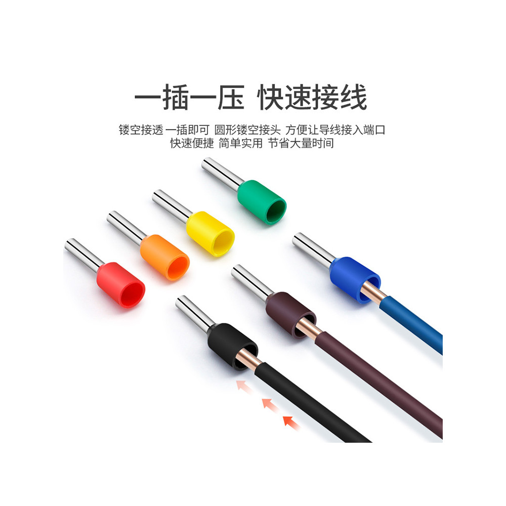 เทอร์มินัลฉนวนล่วงหน้า VE0508 VE1008 VE1508 E1510 Pin Type เทอร์มินัลกดเย็นสไตล์ยุโรป