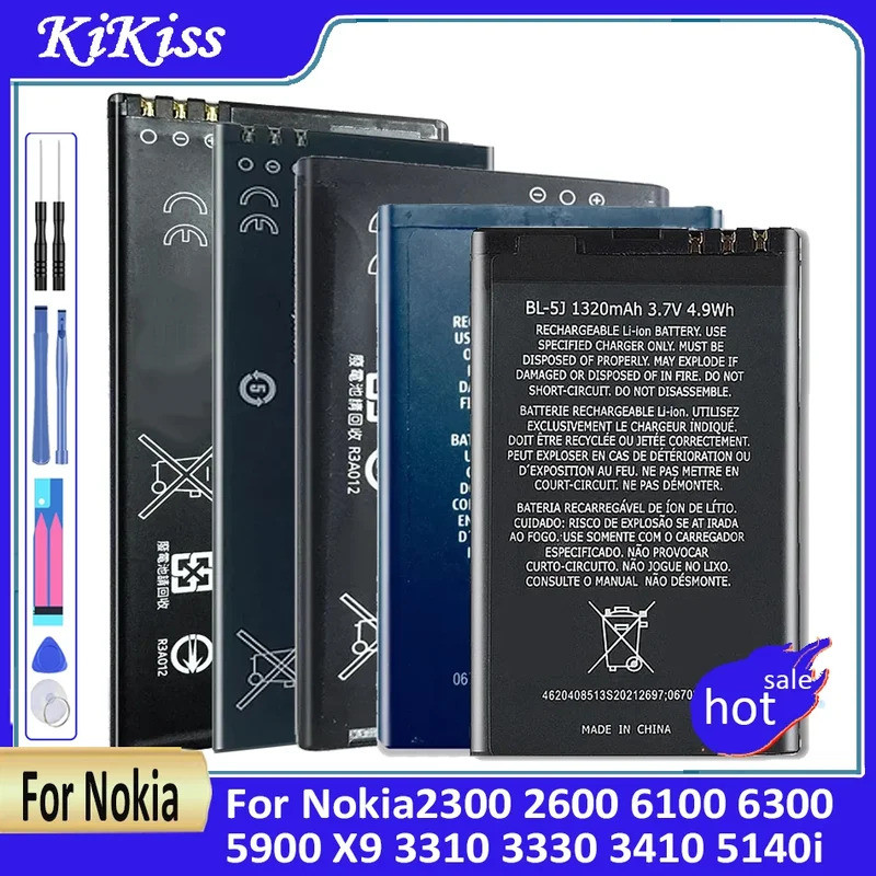 แบตเตอรี่ BL-5C/4C/5J/5B/6P/4S/4J/6F BLC-2 สําหรับ Nokia2300 2600 6100 6300 5900 X9 3310 3330 3410 5