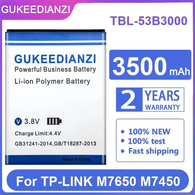 ประสิทธิภาพสูงสําหรับ TP-Link M7650 M7450 น้ําหนักเบา Tbl-53B3000 แบตเตอรี่ Wifi แบบพกพา 3500mAh