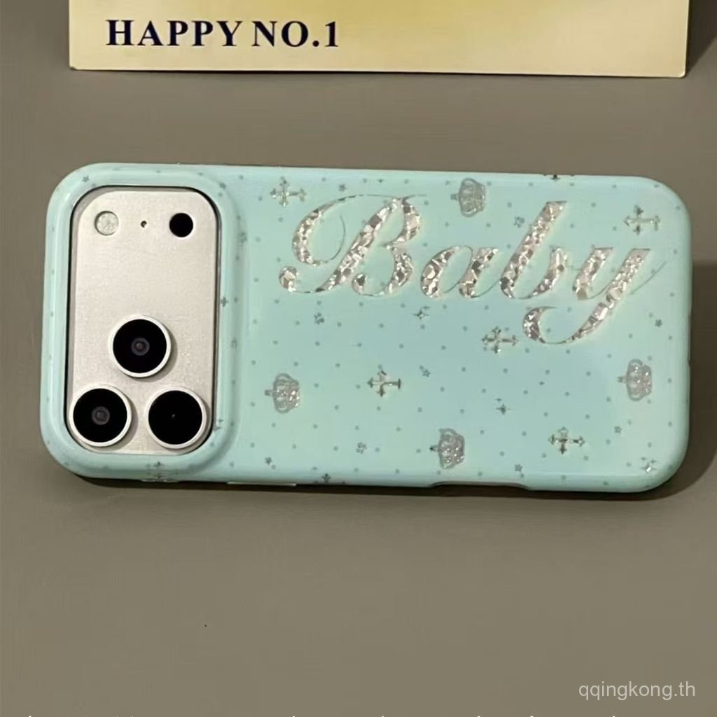 เคสโทรศัพท์ เหมาะสําหรับ ไอโฟน ญี่ปุ่นเกาหลีมิ้นท์สีเขียวภาษาอังกฤษกระพริบรูปแบบเพชร 17มือโปร/16/15/14 เคสโทรศัพท์ 13 สาว 12 ซอก 11 ที่ไม่ซ้ํากัน เอ็กซ์อาร์ ป้องก