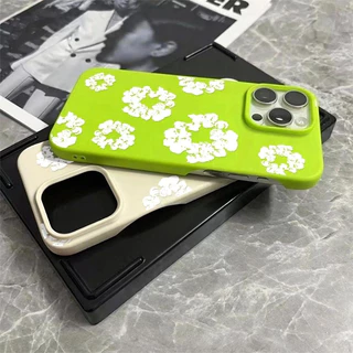 ดอกไม้พิมพ์เหมาะสําหรับ iPhone 12 ProMax เคสครึ่งฝาครอบ 16 Pro Max 14 11 Pro 15 Pro 17 13 XR 17 ProMax กันกระแทก Soft Scratch-Resistant Case