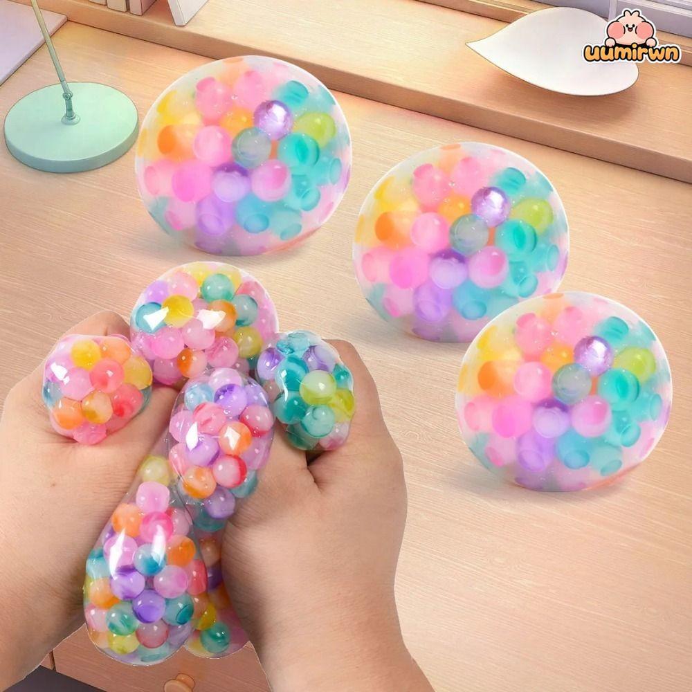 UUMIR Squishy Stress Ball, TPR Soft Rainbow Bead Stress Ball, Squishy Sensory Fidget Ball เด็กผู้ใหญ