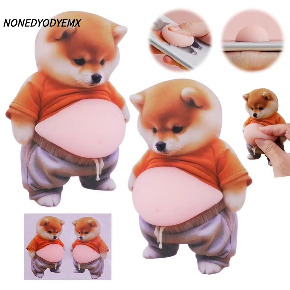 NONDYOMX สติ๊กเกอร์ชิบะอินุ, สติ๊กเกอร์ Squeezable อวบ, น่ารักนุ่มพื้นหลังสีชมพูสุนัขสติกเกอร์ท้องซิลิโคนมีกาวในตัวงานเลี้ยงวันเกิดเด็ก