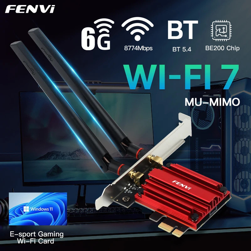 FENVI Wi-Fi 7 FV-BE200 PCI-E อะแดปเตอร์ 8774Mbps BE200NGW BT5.4 Tri Band 2.4G/5G/6GHz เดสก์ท็อปอะแดป