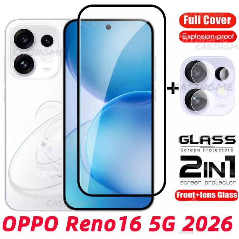 OPPO Reno16 5G 2026 กระจกนิรภัยป้องกันหน้าจอโปร่งใสคลุมทั้งหมดฟิล์มสําหรับ Oppo Reno16 Reno 16 F 16F Pro Plus + OppoReno16 5G 4G กระจกนิรภัยเลนส์กล้อง