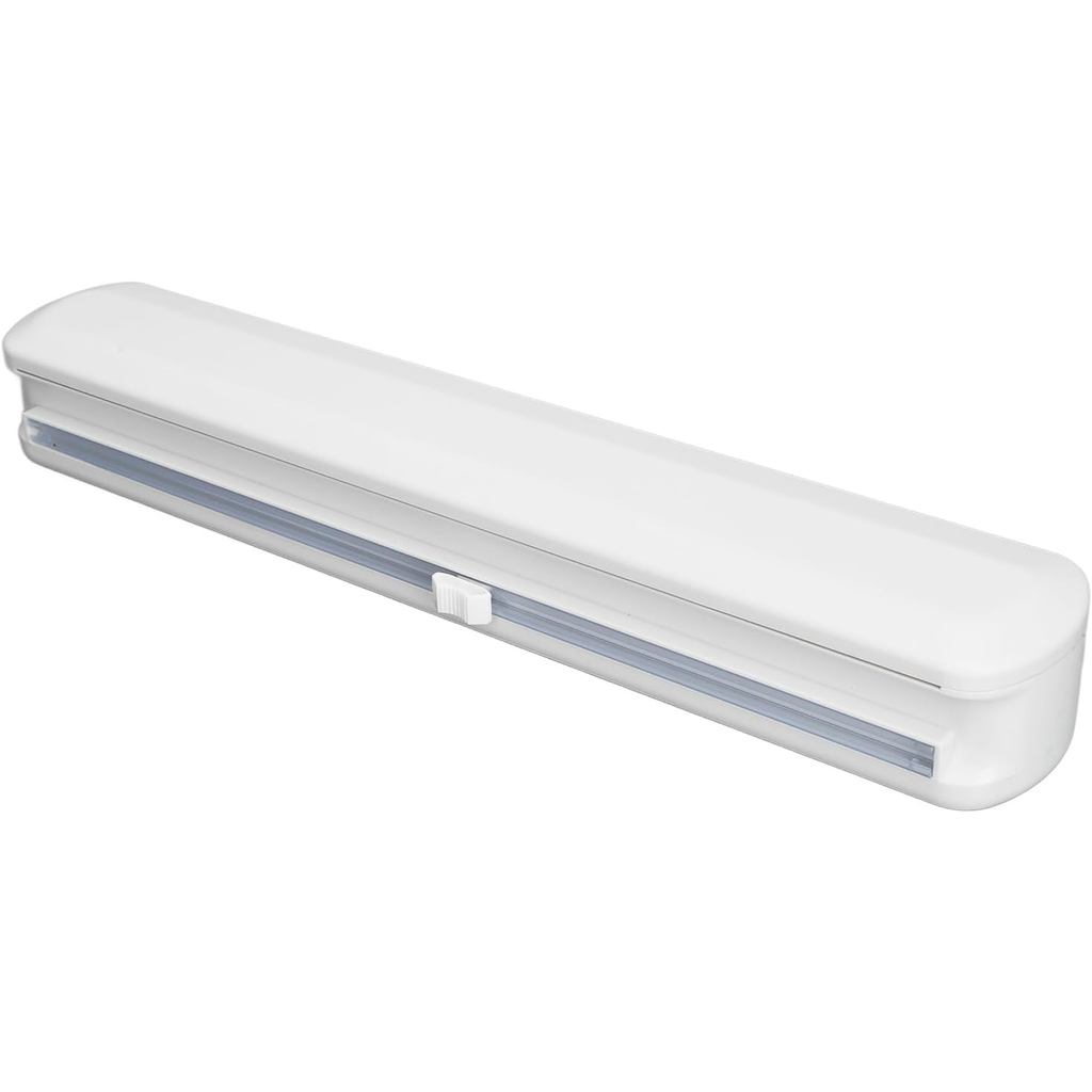 Refillable Plastic Wrap with Slide Cutter, Tin Aluminum Foil Dispenser with Cutter, Plastic Wrap Dis