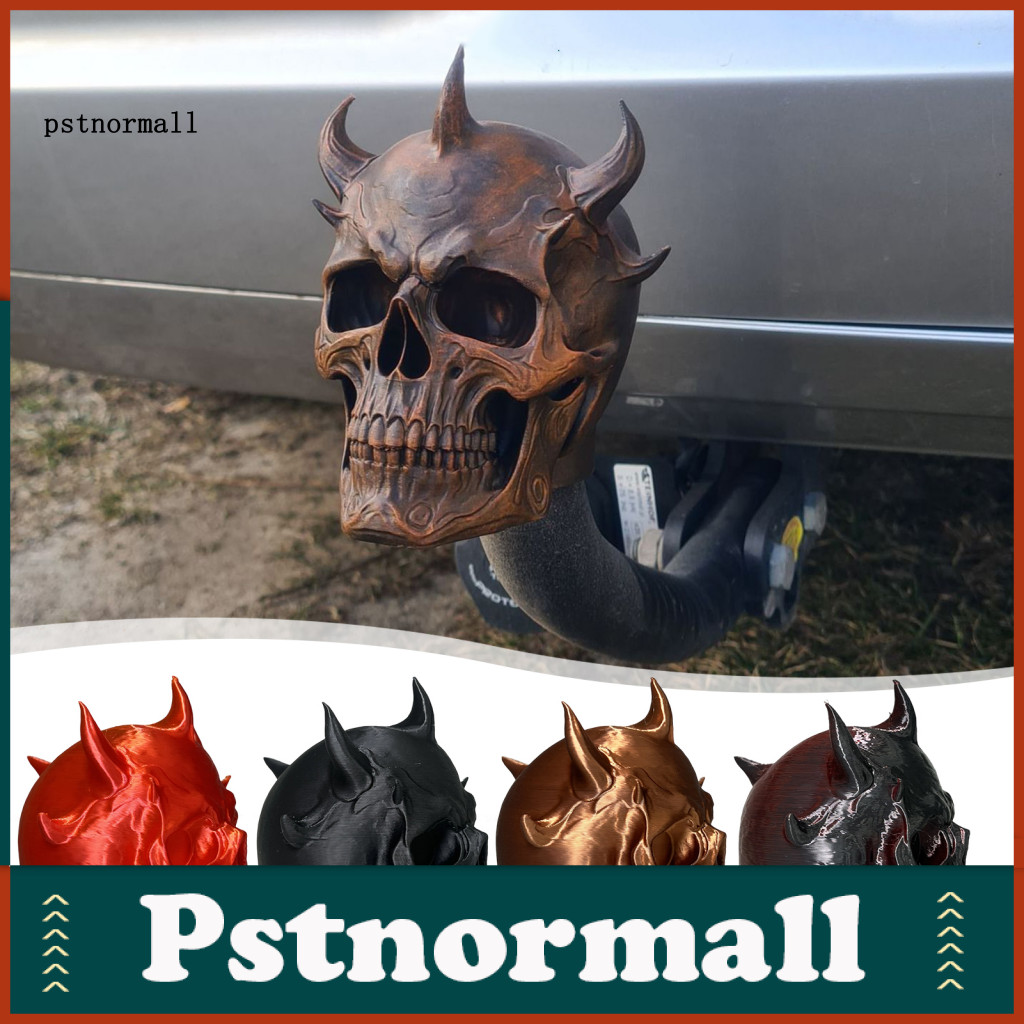 Tow Bar Dust Cover Outdoor Tow Bar Cover Heavy-duty Matte Black Horned Demon Skull Trailer Tow Bar C