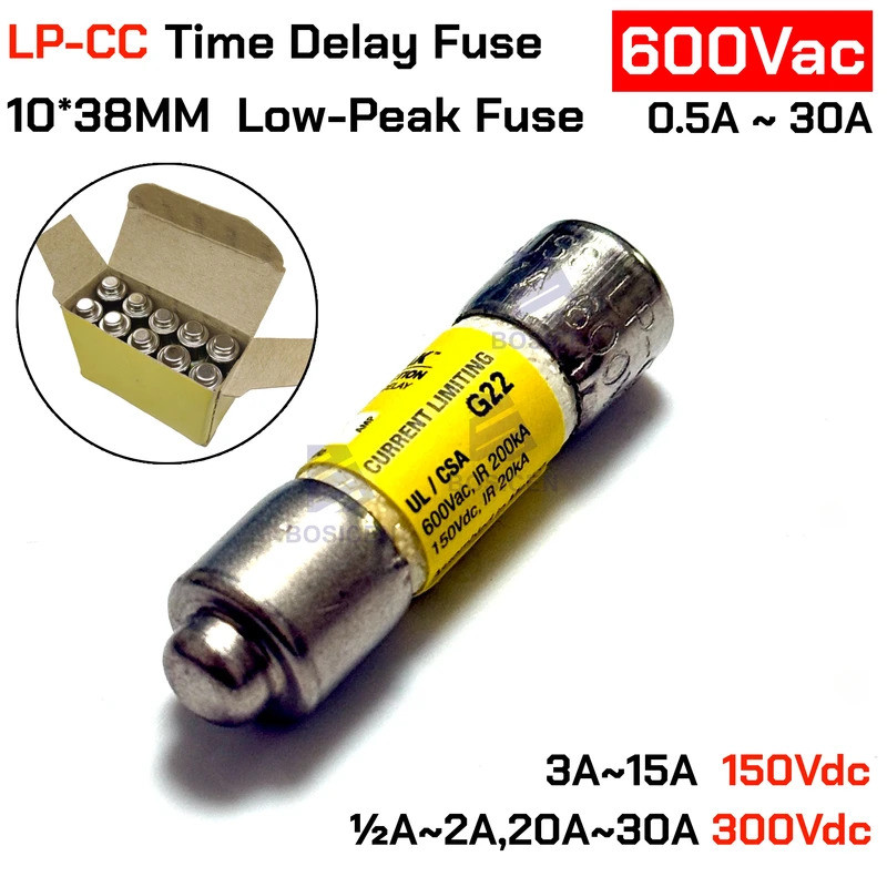 10PCS 600Vac 300Vdc 10*38MM Time Delay ฟิวส์ LP-CC-1 LP-CC-2 LP-CC-3 LP-CC-5 LP-CC-8 LP-CC-10 LP-CC-