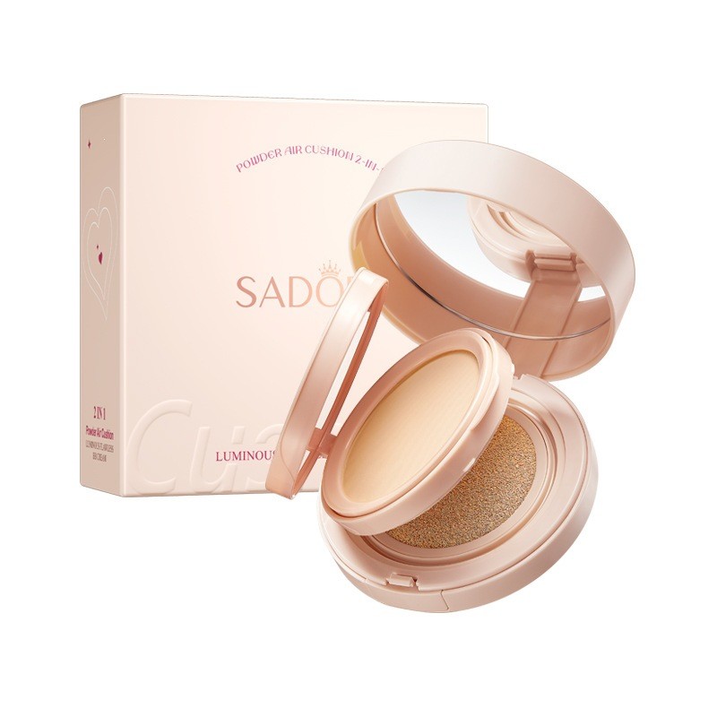 Pressed Cushion BB Cream SADOER Light Flawless Concealer Liquid Foundation 2 in 1