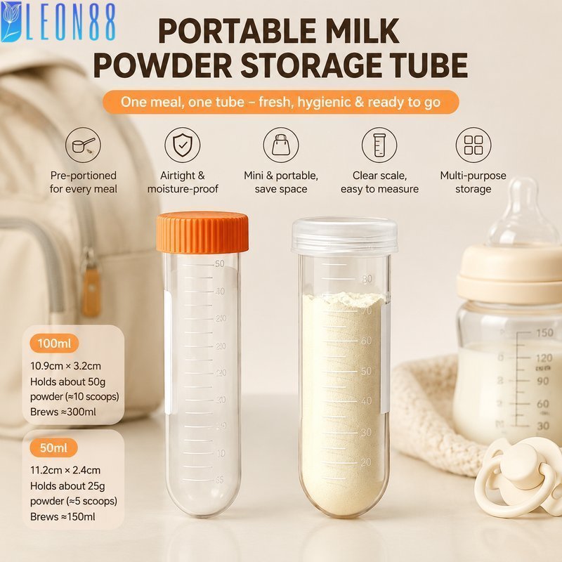 ของมาใหม่！กระปุกแบ่งนมผง 5ใบ กล่องใส่นมผงพกพา 100ML.50ML.มีฝาปิด ใช้งานสะดวก