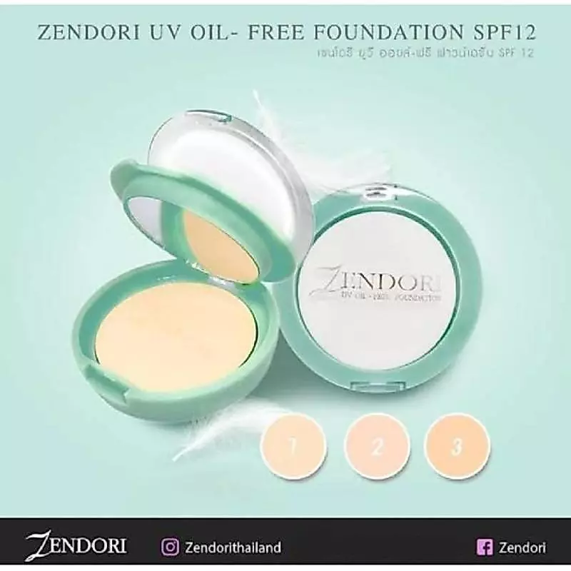ยกโหล (12ชิ้น) Zendori แป้งตลับ เซนโดริ ตลับสีเขียว ยกโหล (12ชิ้น)