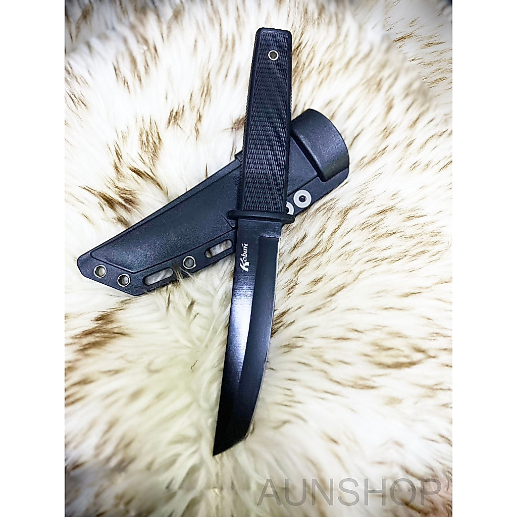 A45 มีดพก มีดเดินป่า Cold Steel Kobun Tanto 17T ใบมีดดำ  Full Tang ปลายตัด OEM สินค้าพร้อมส่ง