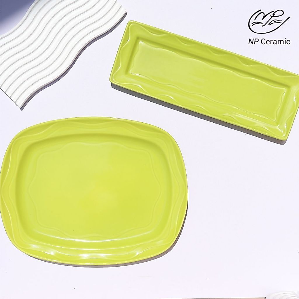 [ ซื้อ 1 แถม 1 ] NP Ceramic จานเซรามิค จานเปล หลากสี ขนาด 12 นิ้ว ใหญ่จุใจ