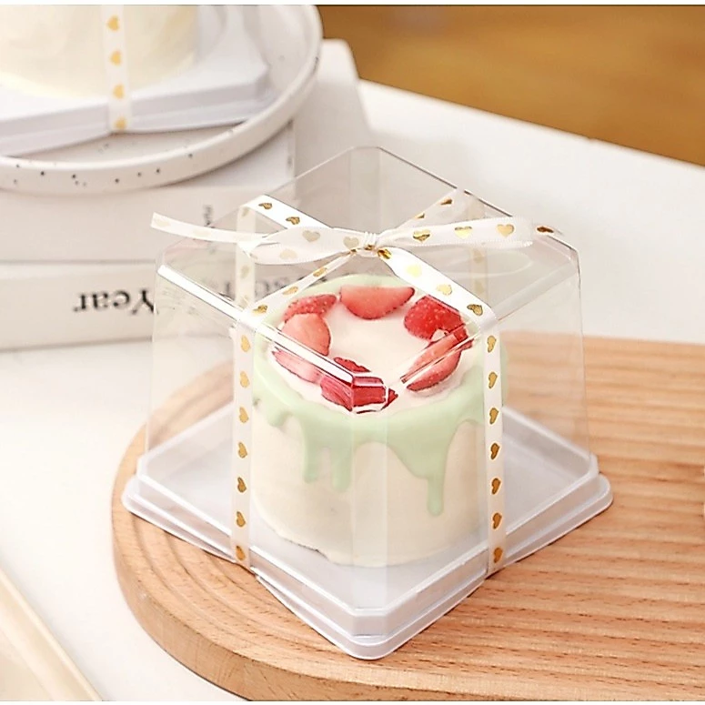 กล่องใส่เค้ก 4นิ้ว กล่องเค้กครึ่งปอนด์ฝาสูง ฐานสี่เหลี่ยมสีขาว JL590