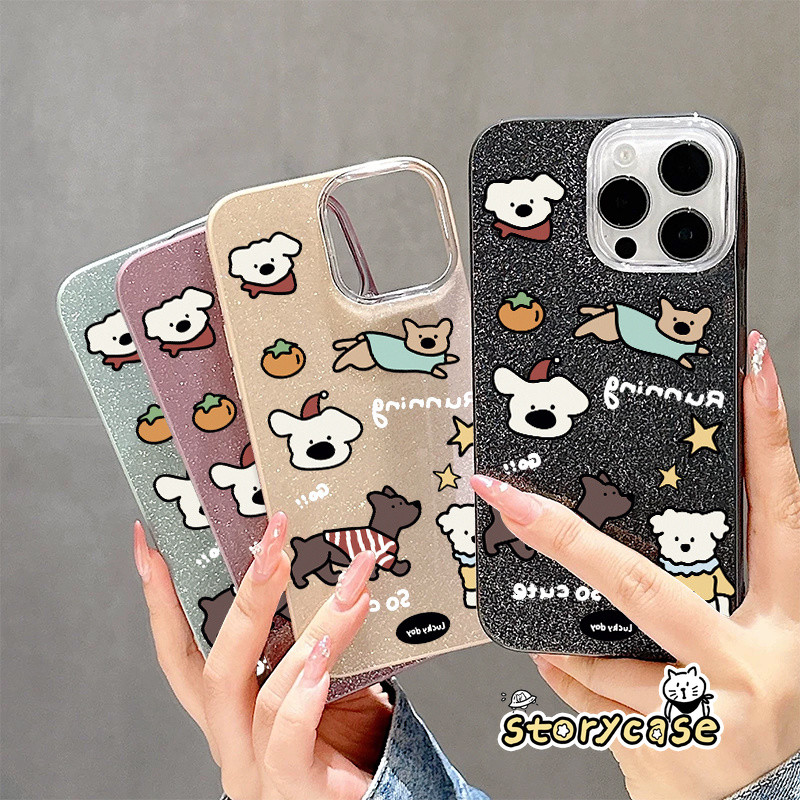 สำหรับ OPPO Reno 15 5F 16F 16 8T 15F 5 11 10 12 13F 12F 6z 13 14 14F 13F Reno 15 14 Pro เคส IMD กลิตเตอร์สองชั้น ลายหมา
