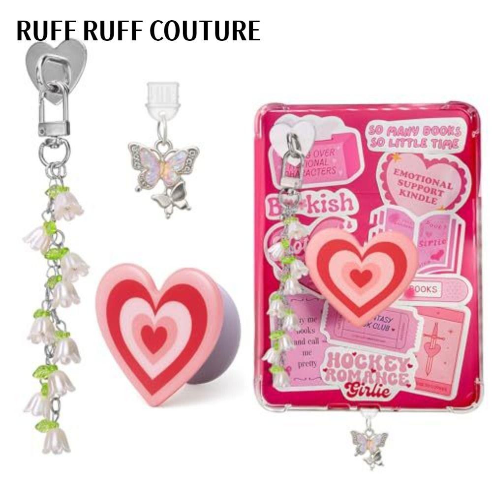 RUFF RUFF COUTURE ชุดสําหรับชุดเสน่ห์ Kindle, Cute Bling Design Lily of The Valley Tablet Stand Acce