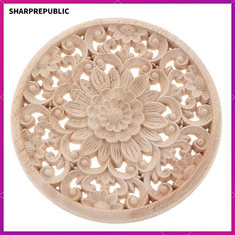 [Sharprepublic] ไม้ดอกไม้มุม Onlay Applique , Lintel, ไม้หัตถกรรมที่ยังไม่เสร็จ, ตกแต่งผนัง