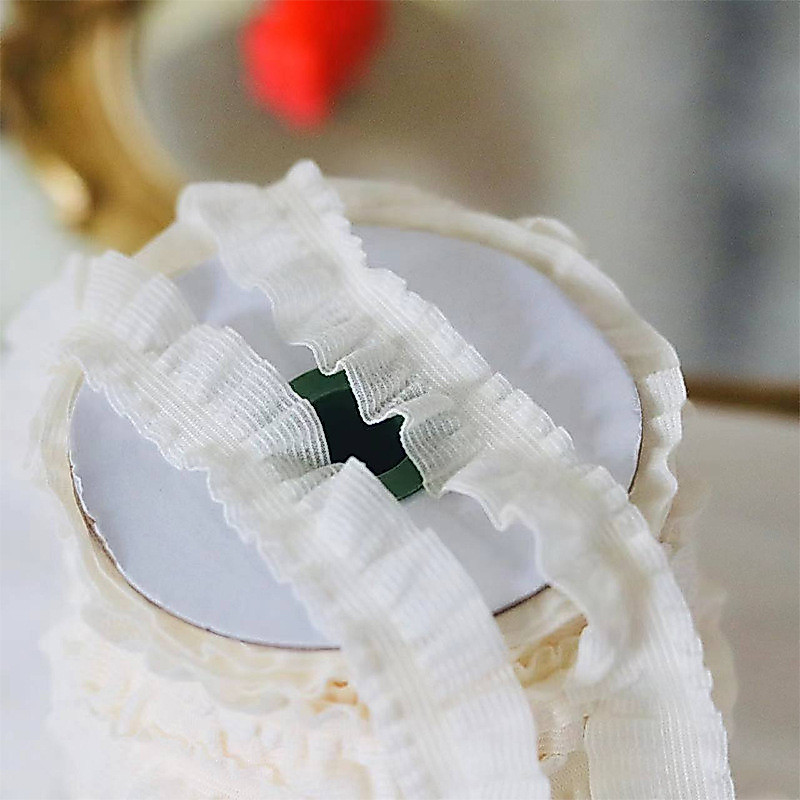 ผ้า 1 หลา 2 ซม. สีขาว ยืดหยุ่น พร้อมกวัก ใช้ทำ DIY และชุดชั้นใน