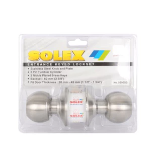 GlobalHouse SOLEX ลูกบิดห้องน้ำ สเตนเลส-304 รุ่น 5500 SS/BK สีสเตนเลส (แผง)