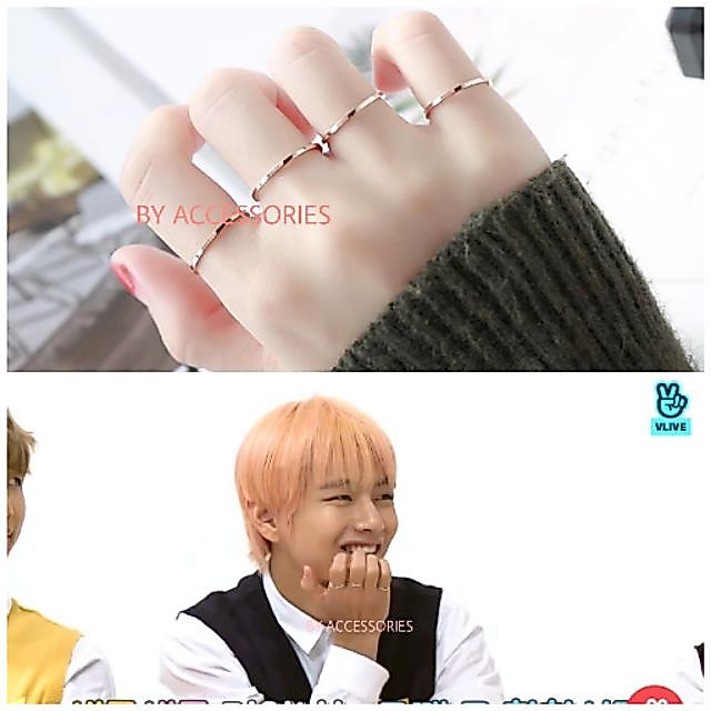 แหวนไทเทเนียม unisex ทรงกลม V ชิ้น รุ่นทองสแตนเลสคุณภาพสูง