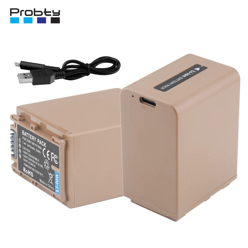 3410mAh NP-FV100 NP-FV100A NP-FV70A แบตเตอรี่ 5V/2A Type-C สําหรับ Sony FDR-AX33, FDR-AX53, FDR-AX60