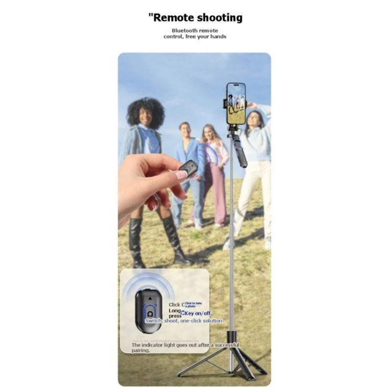 Telescopic Selfie Stick เสาบลูทูธ 6 ส่วนพร้อมไฟเติม Anti Shake thumbnail 4