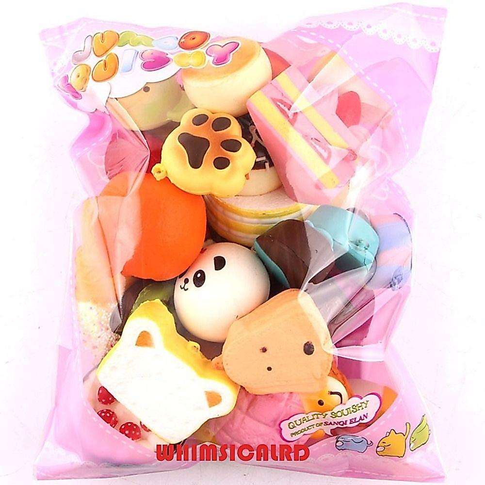 WHIMSICALRD Squishes ของเล่นสายคล้องโทรศัพท์มือถือ ขนมปังนุ่มกล้วยขนมปังปิ้งมินิขนาด พวงกุญแจน่ารัก บีบเค้ก ของขวัญวันเกิด