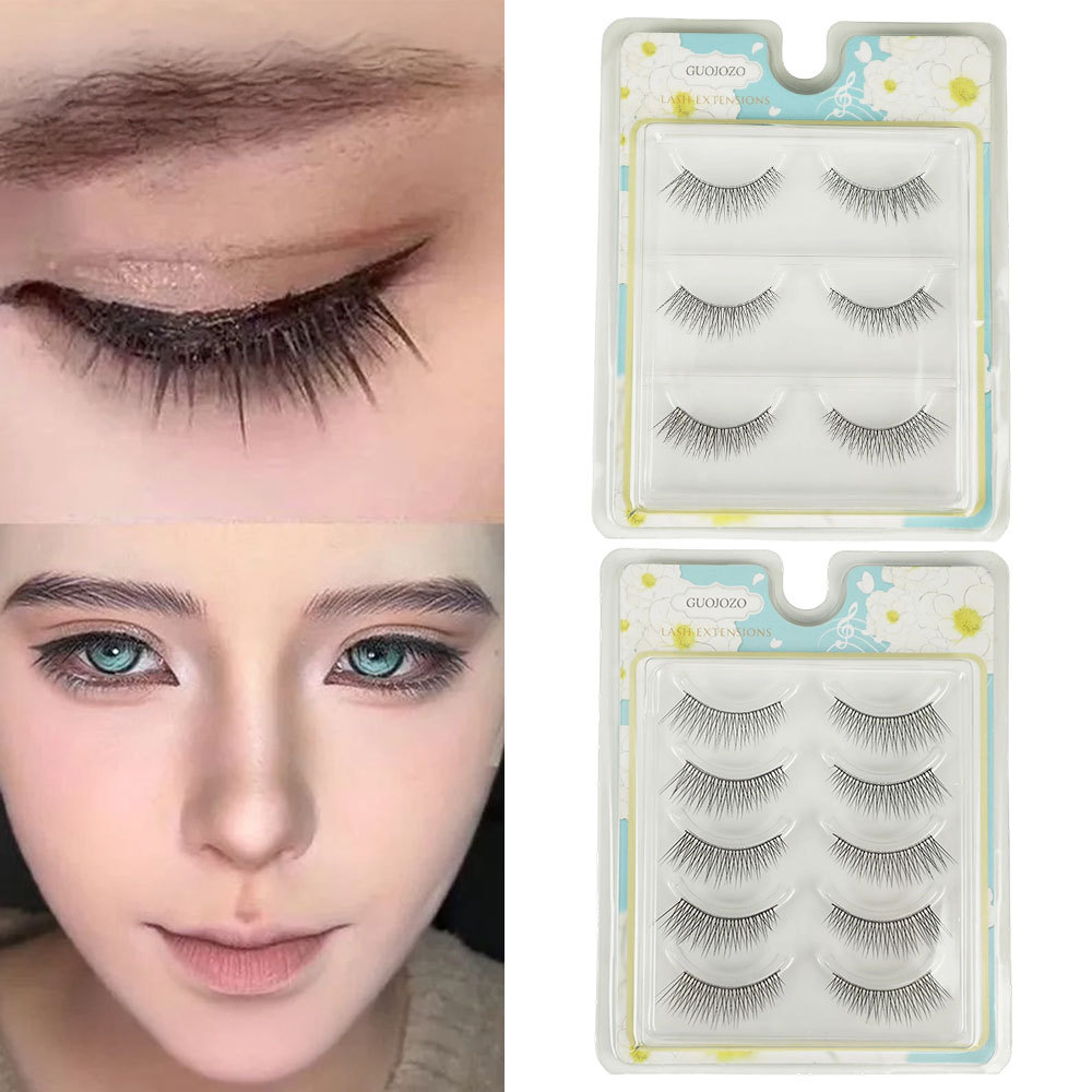 3/5 คู่ Hard Stem Baby Straight Lashes 7-13 มม.C Curl คอสเพลย์เกาหลีแต่งหน้าความงามธรรมชาติ