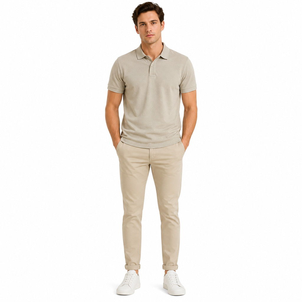 Baverre by Hassenda - Denver เสื้อโปโลผู้ชายธรรมดาคอปก Unisex แขนสั้น Taupe VPG81217TPE