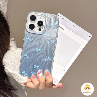 เคสโทรศัพท์โบว์สีชมพูและสีฟ้า เคสไอโฟน 17 สำหรับ iPhone 16 13 15 11 14 12 Pro Max 7 8 16 15 14 Plus XR X XS MAX SE 2020