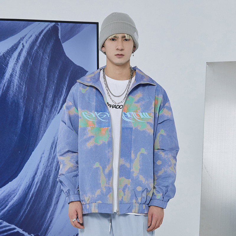 ENSHADOWER คอนซีลเลอร์ Retro พิมพ์ Tie-Dye Jacket เสื้อแจ็คเก็ตหลวม Casual Top