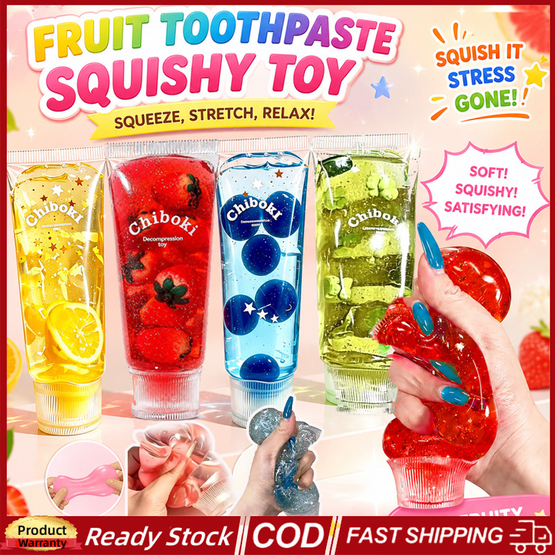 4pcs ผลไม้ที่เต็มไปด้วย Maltose ยาสีฟันความเครียดบรรเทาของเล่นนุ่มช้า Rising Deformable Squeeze Squishy Fidget Sensory ของเล่น