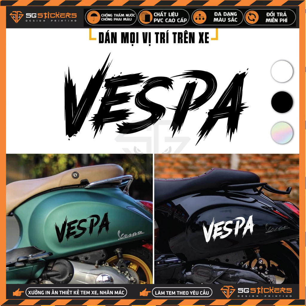 1 Vespa สะท้อนแสงทีม Decal สติกเกอร์โฮโลแกรม 7 สี Sprint, Primavera, LX, S, Super, GTS