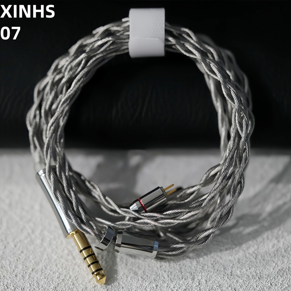 XINHS07 4-core ทองแดงคริสตัลเดียวชุบเงิน + สีเทากราไฟท์ความบริสุทธิ์สูงไฮไฟหูฟังอัพเกรดสาย