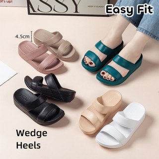 Easyfit Women’s Sandals Wedge Heel 4.5cm Dual-Strap Ergo Design Slides Slippers for Daily Walking