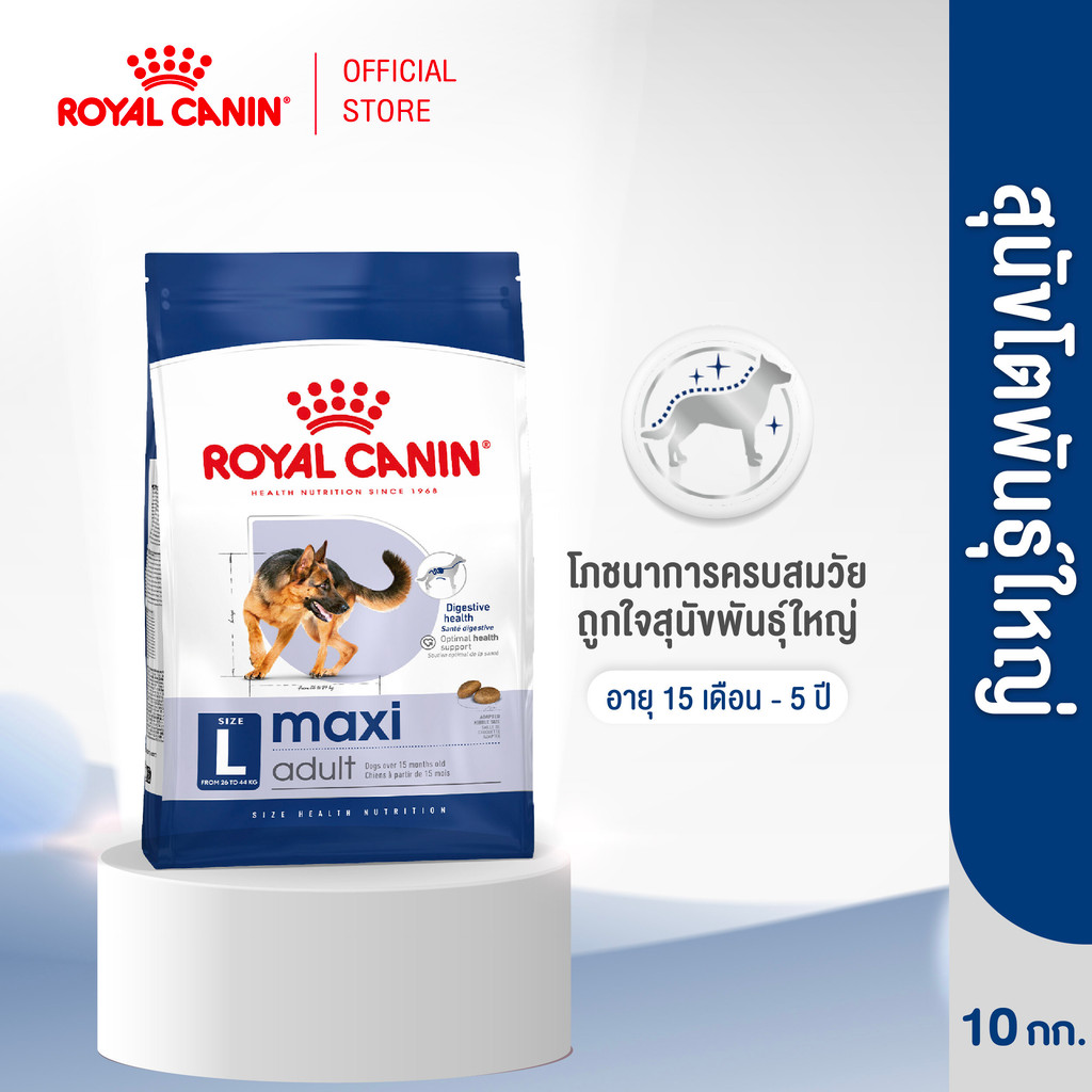 Royal Canin Maxi Adult 10kg อาหารเม็ดสุนัขโต พันธุ์ใหญ่ อายุ 15 เดือนขึ้นไป (Dry Dog Food, โรยัล คานิน)