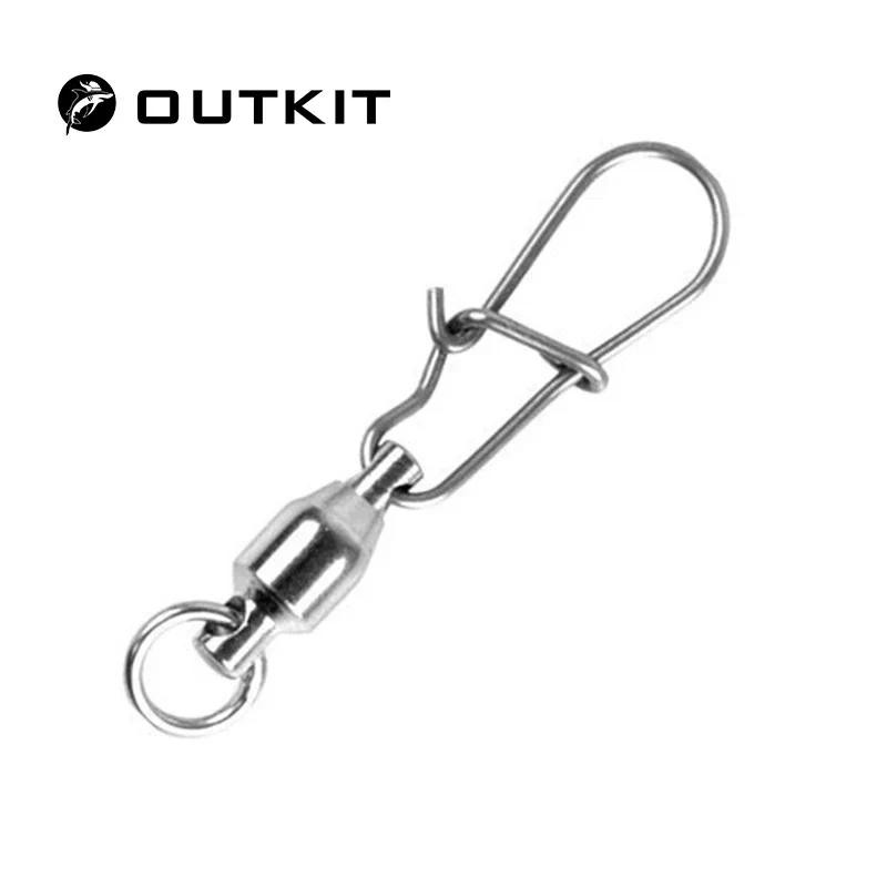 OUTKIT ลูกปืนหมุน 10 ชิ้น สแตนเลสเงิน สำหรับเชื่อมต่อเหยื่อลวงตกปลา