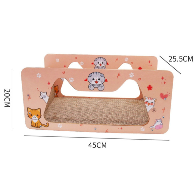 Cathouse กล่องลับเล็บปากใหญ่ ที่ลับเล็บแมวทรงกล่องนอน ลายการ์ตูนน่ารัก มีของเล่นในตัว - รูปที่ 7