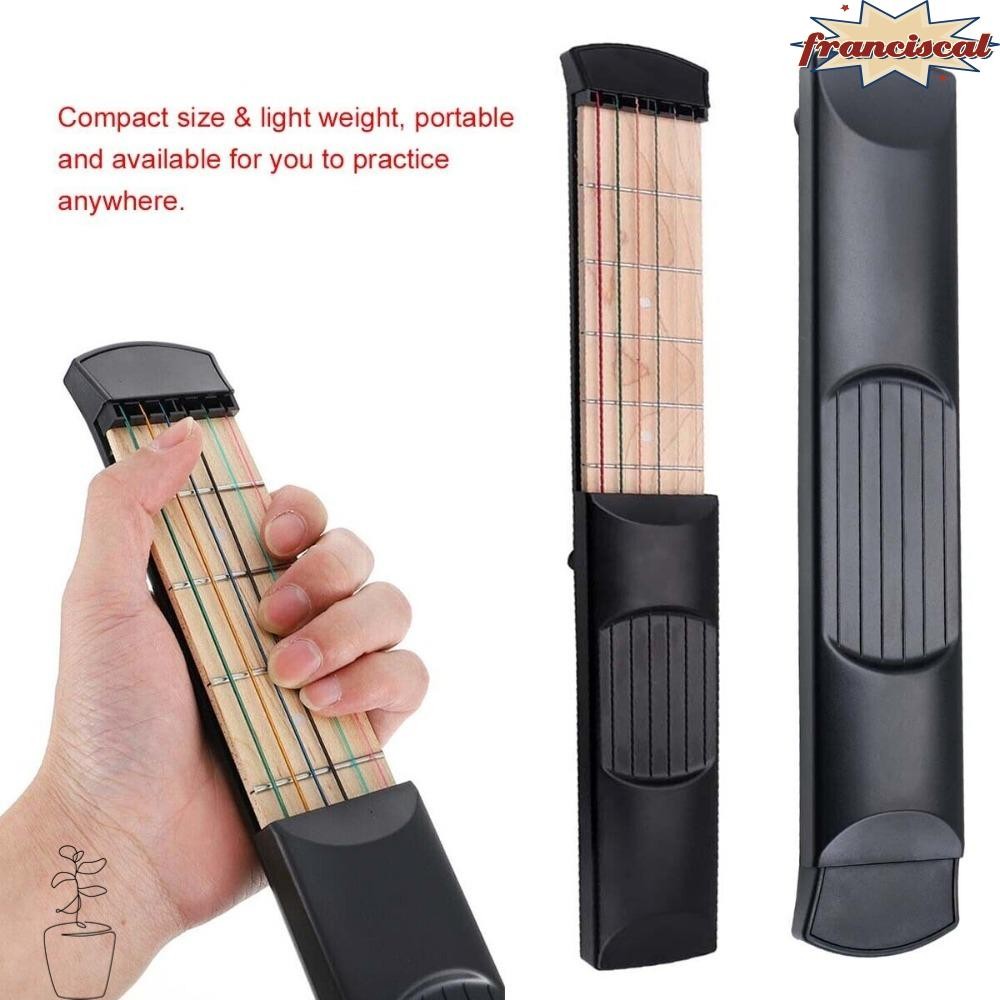 FRANCISCAL Chord Trainer, Guitar Practice 6 String 6 Fret Pocket Guitar, น้ําหนักเบา Maple Wood F/Be