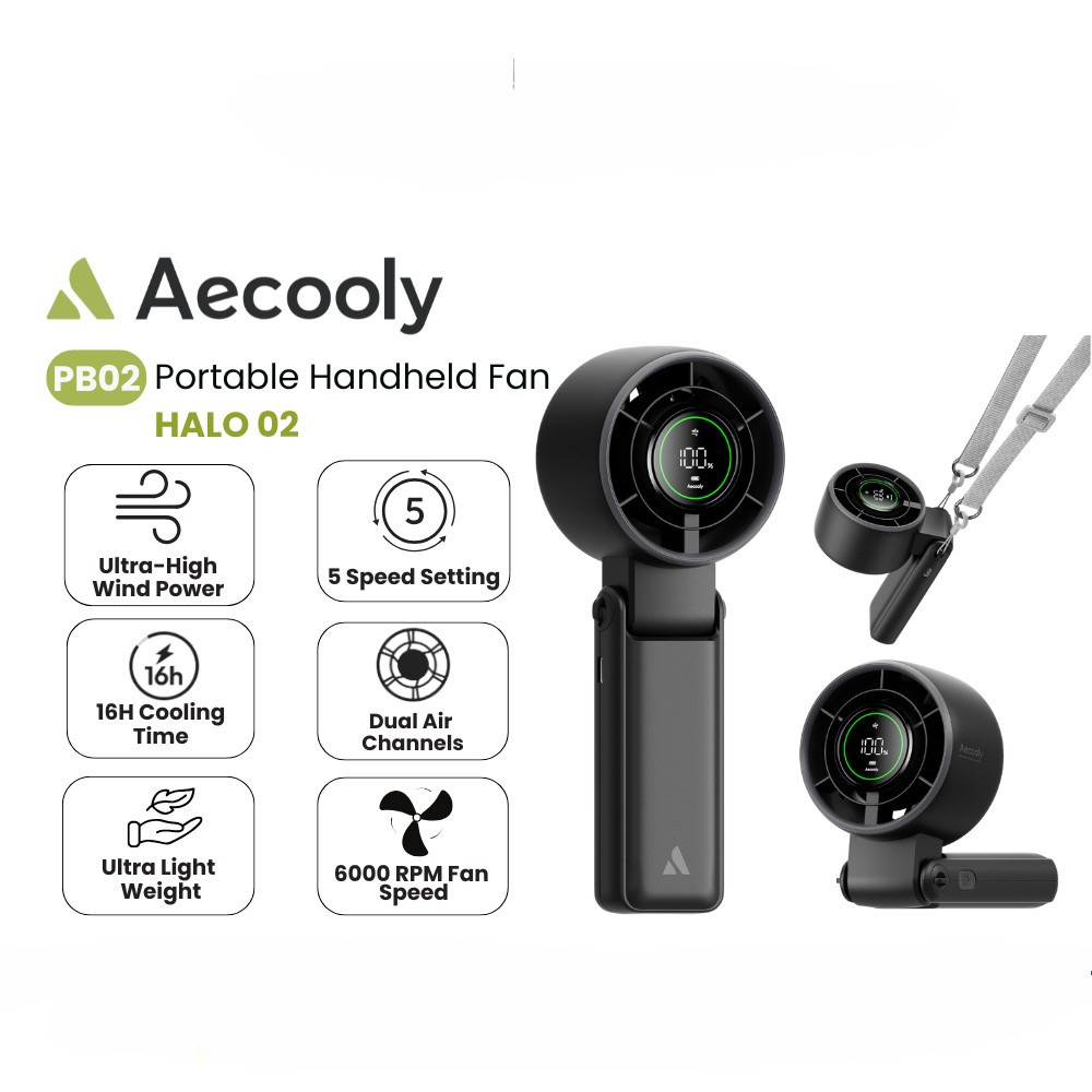 Aecooly Halo 02 - พัดลมมือถือช่องอากาศคู่แบบพกพา