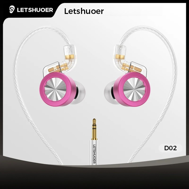 LETSHUOER D02 หูฟังชนิดใส่ในหู 11 มม.แบบไดนามิกไดร์เวอร์ Monitor หูฟังเปลี่ยนสายหูฟังเกม IMEs