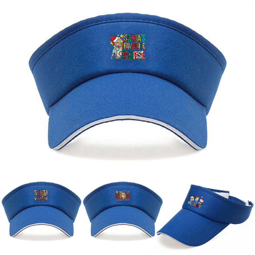 Blue Brimless Cap Christmas Unisex Breathable Sun Visor Sporty Summer Running Christmas Pattern