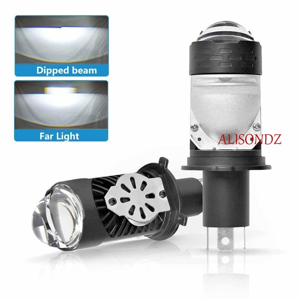 ALISONDZ H4 หลอดไฟหน้า LED, ใส่โดยตรง High Power H4 LED Projector Len, ไร้สายสูง Low Light Super Bri