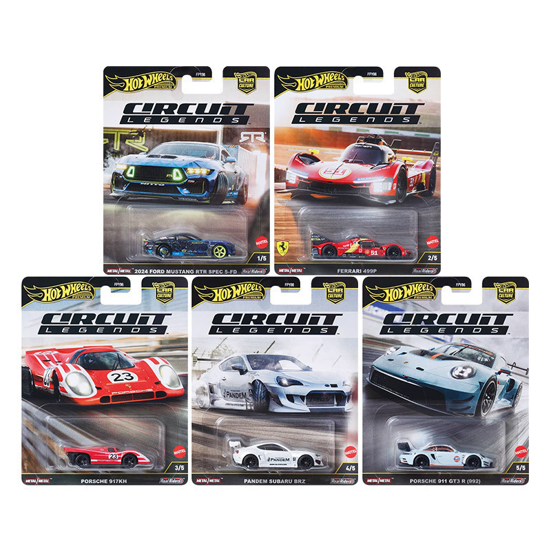 Hot Wheels FPY86 Track Legends Series – Ferrari 499P, Porsche 911 & Subaru 1:64 Diecast Alloy Race C