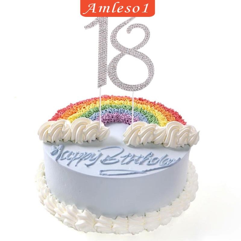 [Amleso1] Topper, Number Rhinestones 18th Birthday Cake Topper, Men หรือ Women Birthday