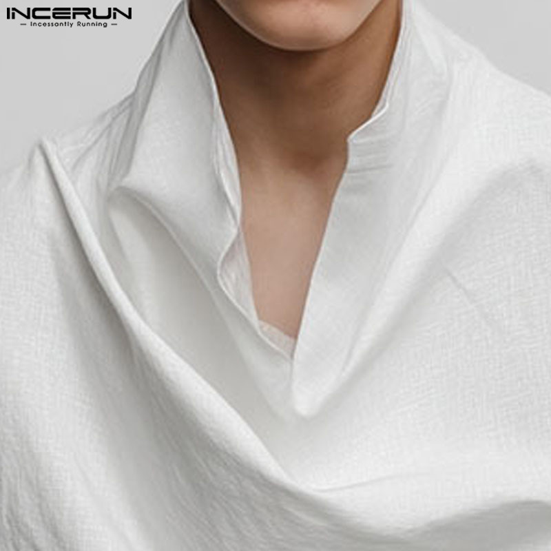 เชิ้ตผู้ชายสไตล์เกาหลี แขนสามส่วนสี่ ทรงคล่องตัว มีรายละเอียด pleats และ swing collar — صورة 7